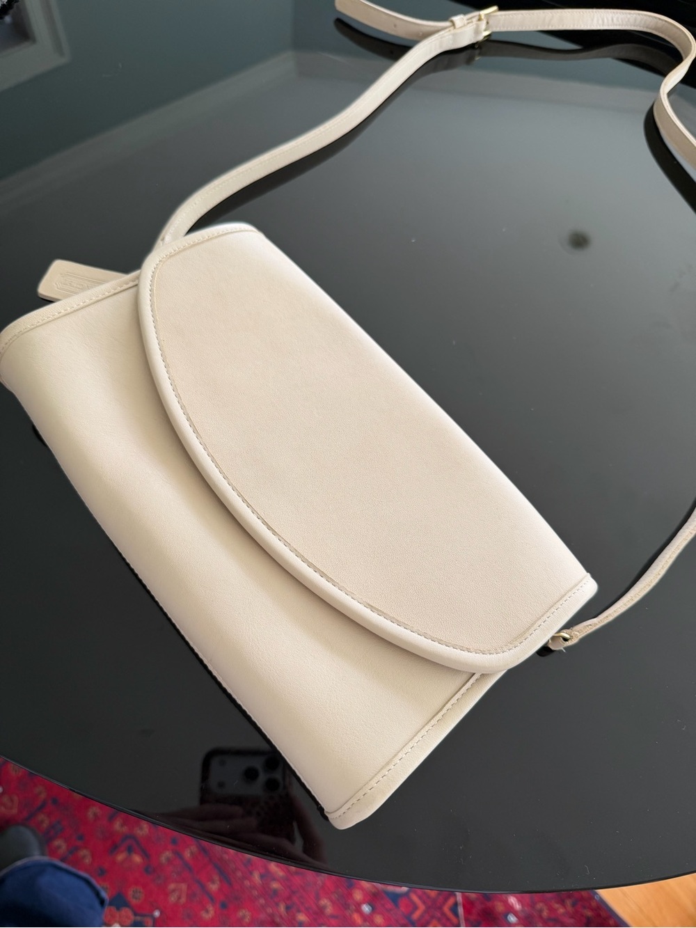 Auth Vtg COACH Sterling Glovetanned Leather Shoulder Bag - Bone - Made in USA - Picture 3 of 14